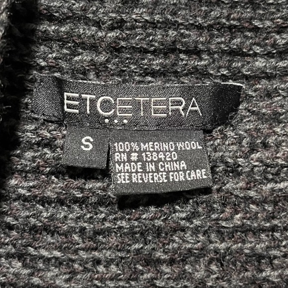 ETCETERA Women's Charcoal Gray Ribbed Merino Wool Drape Front Vest Size S - Picture 4 of 5